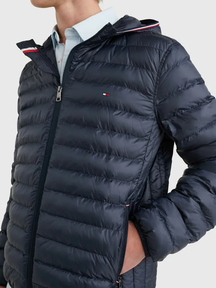 Tommy Hilfiger Th Warm Packable Hooded Jacket Desert Sky Mens Coats and Jackets On Sale