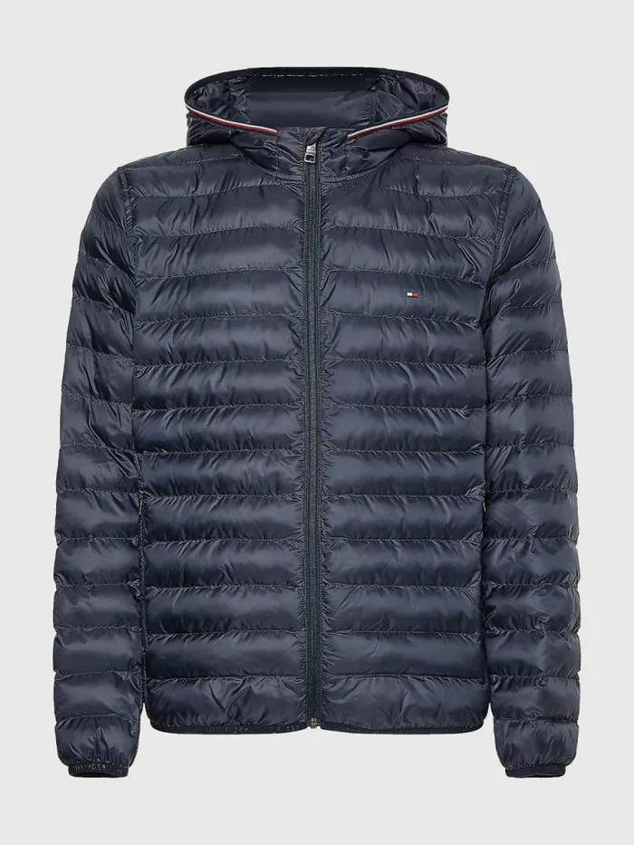 Tommy Hilfiger Th Warm Packable Hooded Jacket Desert Sky Mens Coats and Jackets On Sale