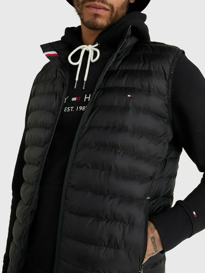 Tommy Hilfiger Th Warm Packable Padded Gilet Black Mens Coats and Jackets For Sale