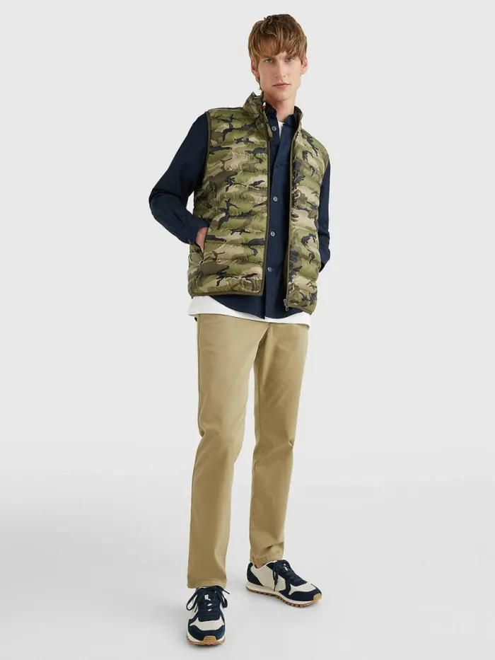 Tommy Hilfiger Th Warm Packable Padded Gilet Woodland Camo Mens Coats and Jackets Popular