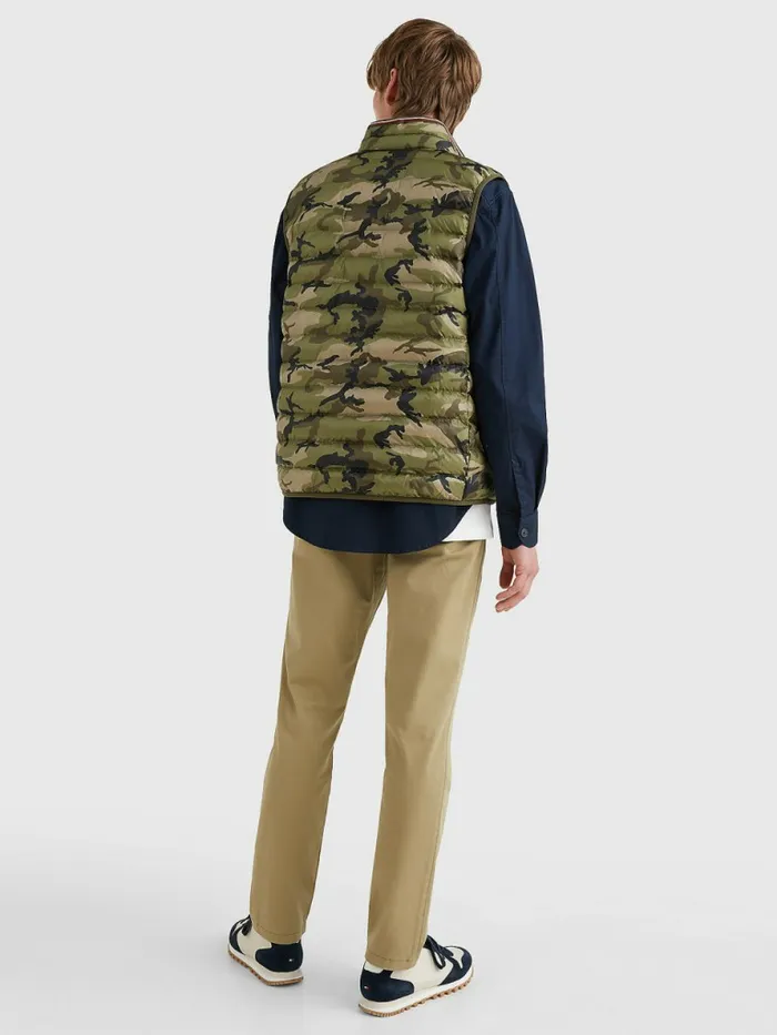 Tommy Hilfiger Th Warm Packable Padded Gilet Woodland Camo Mens Coats and Jackets Popular