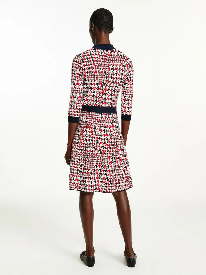 Tommy Hilfiger ThreeQuarter Sleeve Slim Fit Polo Dress Tri Color Houndstooth Womens Dresses and Jumpsuits For Sale