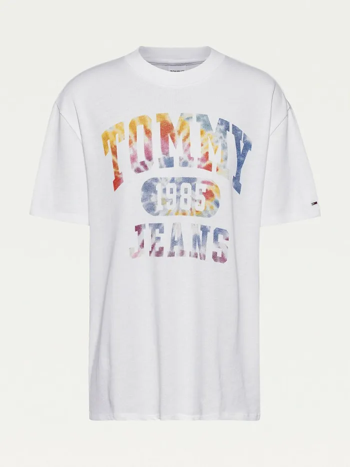 Tommy Hilfiger TieDye Logo Oversized TShirt White Womens TShirts For Sale