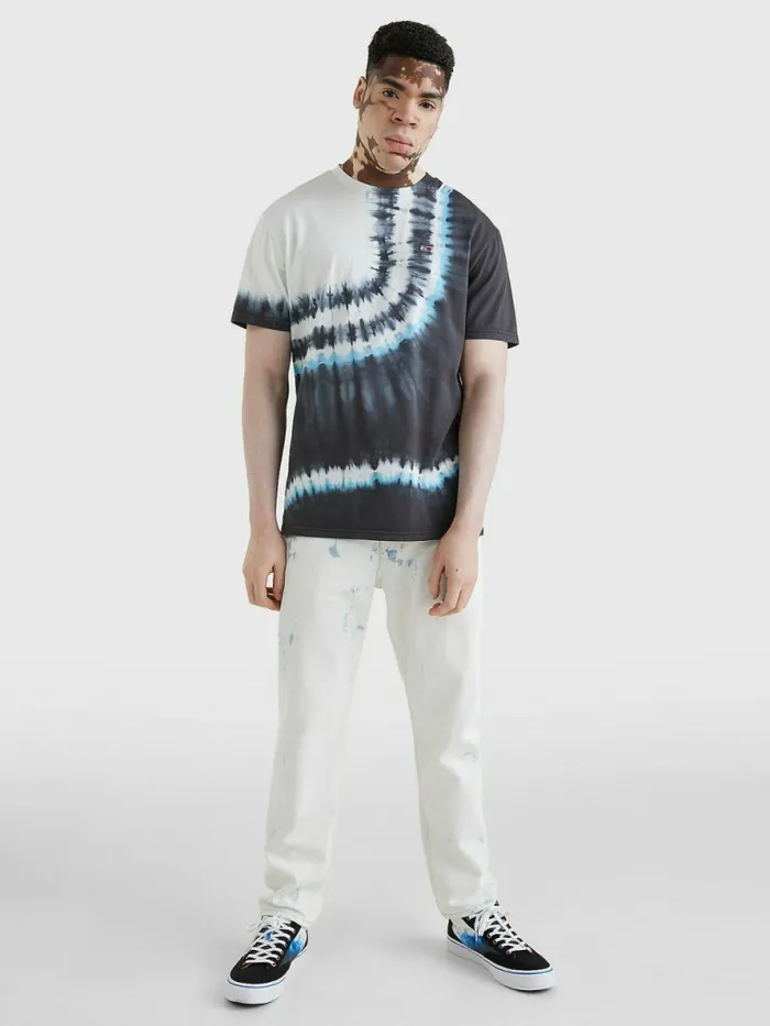 Tommy Hilfiger Tie Dye Organic Cotton TShirt Tie Dye Mix Mens TShirts Casaul