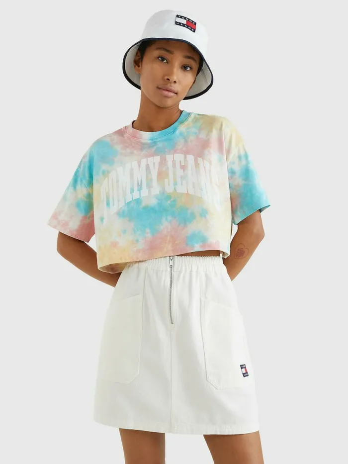 Tommy Hilfiger TieDye Oversized Cropped TShirt Tie Dye Multi Womens TShirts Gift Ideas Tommy Hilfiger TieDye Oversized Cropped TShirt Tie Dye Multi Womens TShirts Gift Ideas