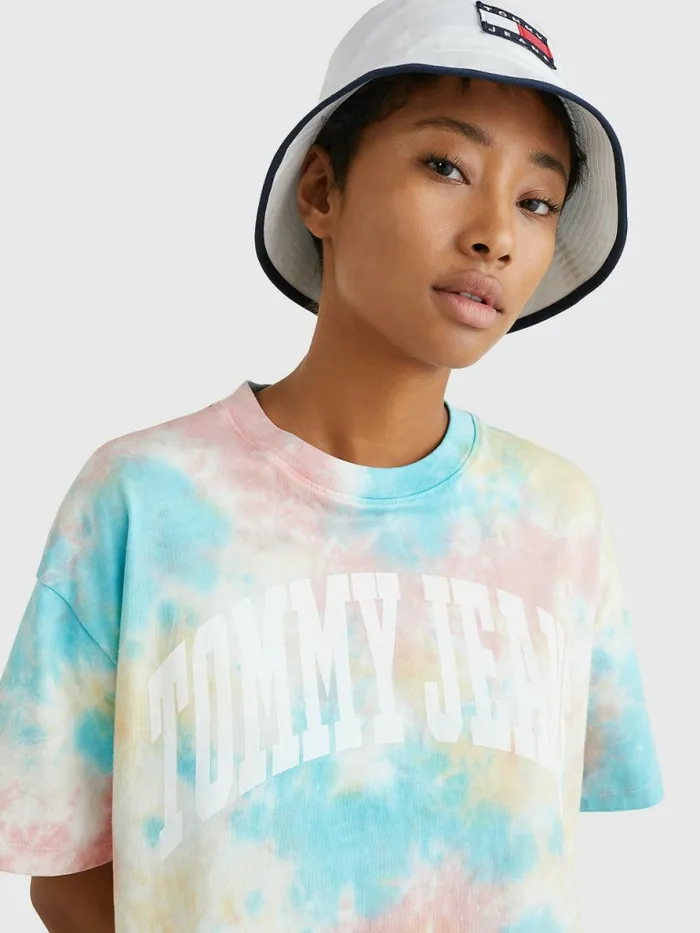 Tommy Hilfiger TieDye Oversized Cropped TShirt Tie Dye Multi Womens TShirts Gift Ideas