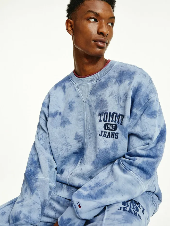 Tommy Hilfiger TieDye Relaxed Fit Sweatshirt Twilight Navy Mens Tracksuits Popular