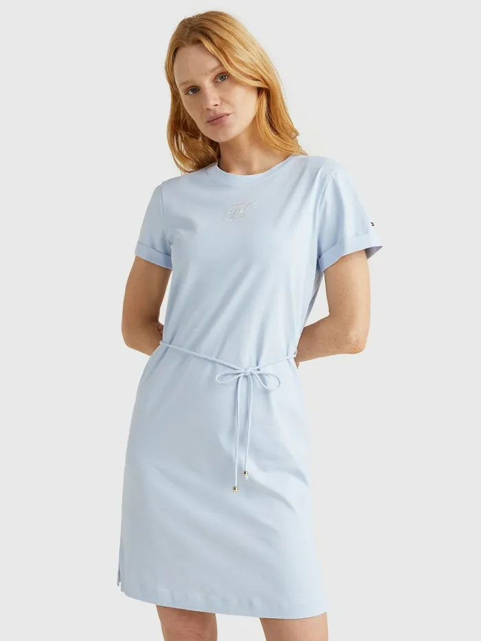 Tommy Hilfiger Tie Waist Mini Dress Breezy Blue Womens Dresses and Jumpsuits Fashion Tommy Hilfiger Tie Waist Mini Dress Breezy Blue Womens Dresses and Jumpsuits Fashion