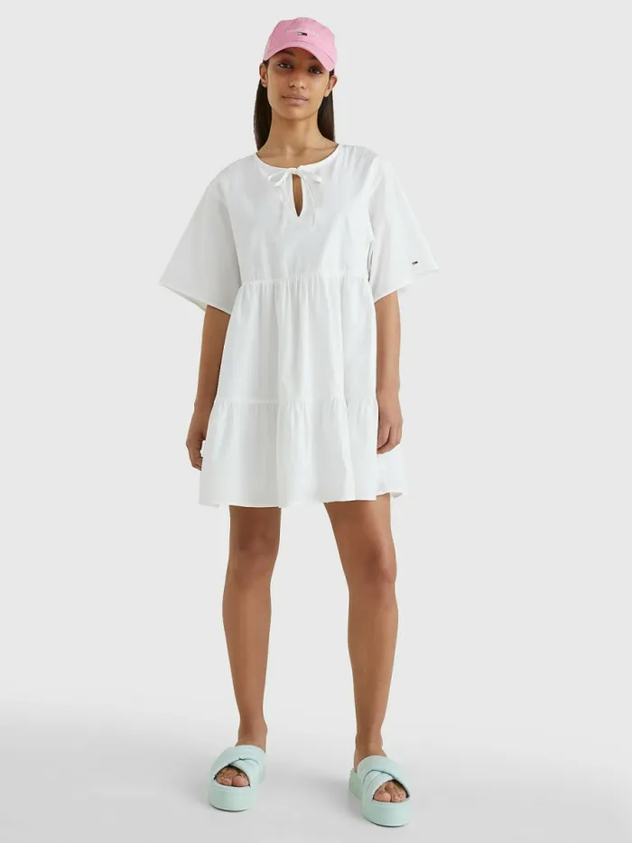 Tommy Hilfiger Tiered Kaftan Dress White Womens Dresses and Jumpsuits Casaul