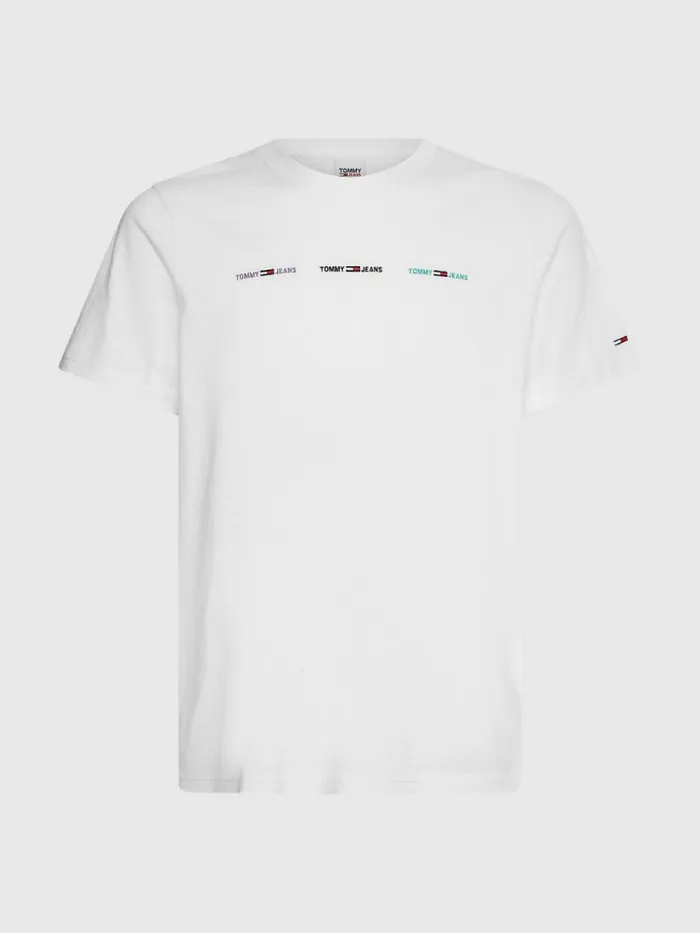 Tommy Hilfiger Tiny Linear Logo TShirt White Mens TShirts Fashion