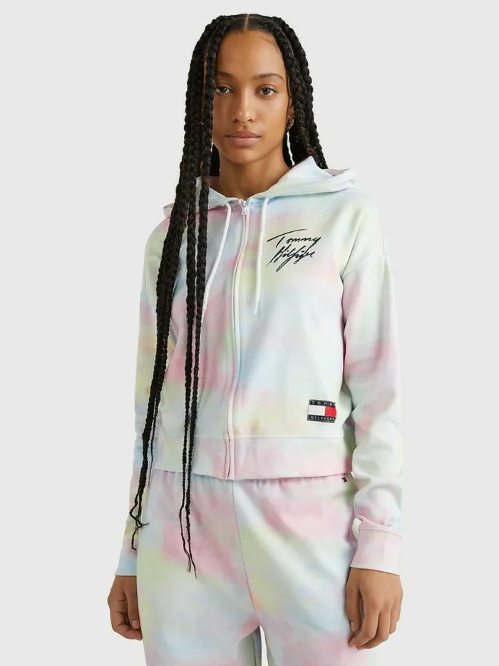 Tommy Hilfiger Tommy 85 Pastel Cropped ZipThru Hoody Cloudy Haze Womens Sweatshirts and Hoodies Sale Tommy Hilfiger Tommy 85 Pastel Cropped ZipThru Hoody Cloudy Haze Womens Sweatshirts and Hoodies Sale