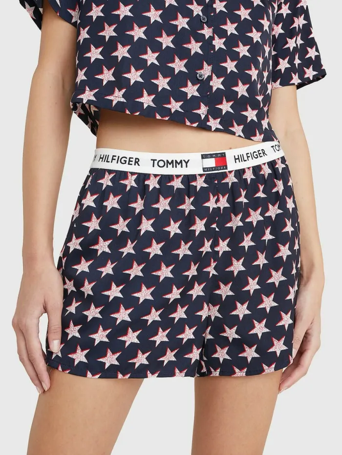 Tommy Hilfiger Tommy 85 Star Print Logo Waistband Shorts Offset Star Womens Lounge and Nightwear Sale Tommy Hilfiger Tommy 85 Star Print Logo Waistband Shorts Offset Star Womens Lounge and Nightwear Sale