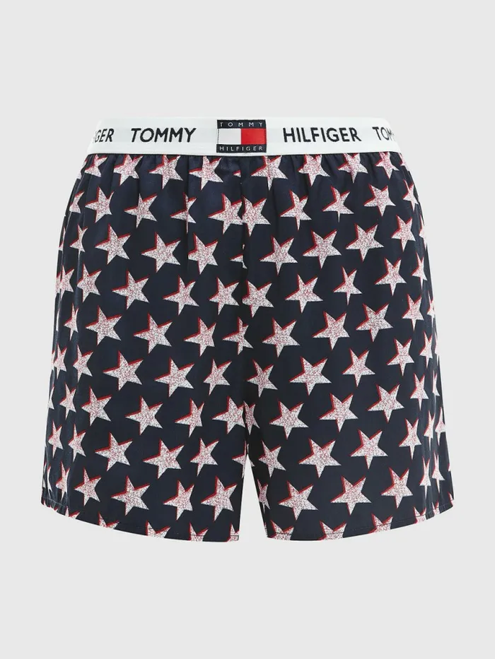 Tommy Hilfiger Tommy 85 Star Print Logo Waistband Shorts Offset Star Womens Lounge and Nightwear Sale