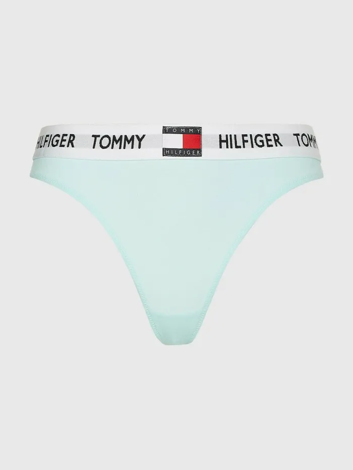 Tommy Hilfiger Tommy 85 Stretch Cotton Logo Thong Aqua Glow Womens Lingerie