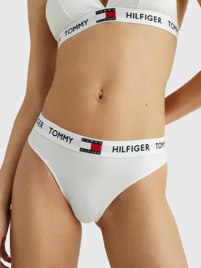 Tommy Hilfiger Tommy 85 Stretch Cotton Logo Thong Pvh Classic White Womens Lingerie Tommy Hilfiger Tommy 85 Stretch Cotton Logo Thong Pvh Classic White Womens Lingerie