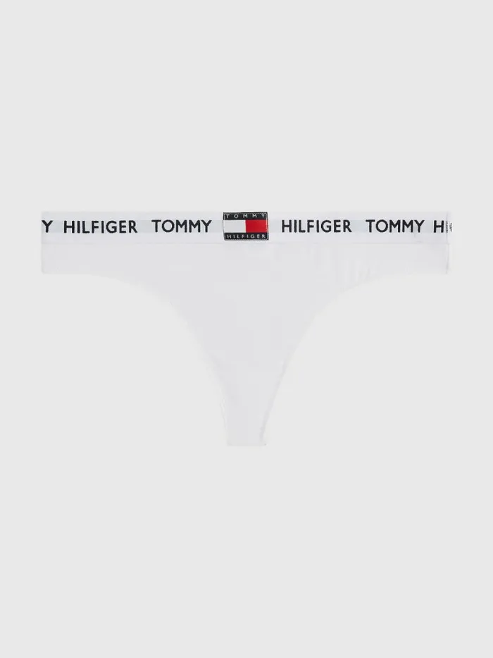 Tommy Hilfiger Tommy 85 Stretch Cotton Logo Thong Pvh Classic White Womens Lingerie