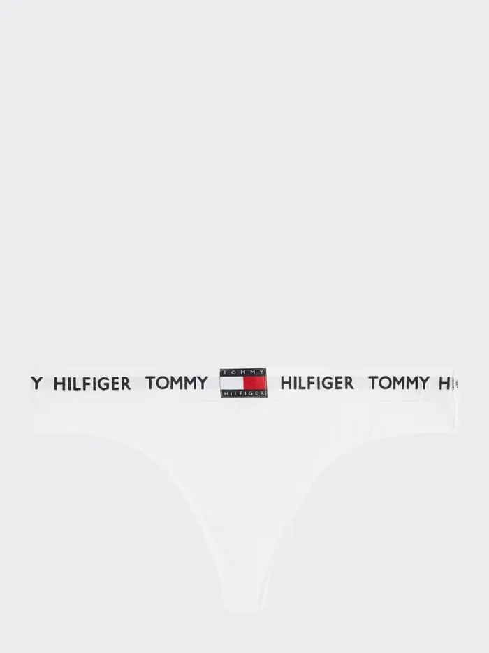 Tommy Hilfiger Tommy 85 Stretch Cotton Logo Thong Pvh Classic White Womens Lingerie