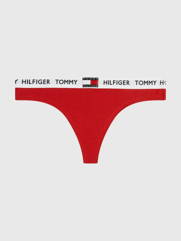 Tommy Hilfiger Tommy 85 Stretch Cotton Logo Thong Tango Red Womens Lingerie