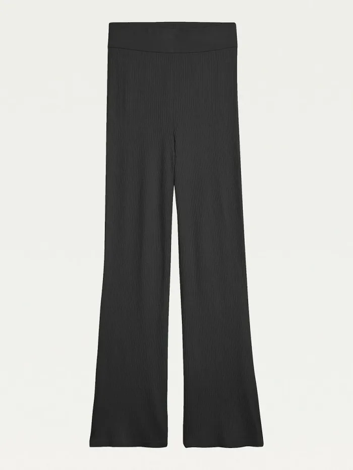 Tommy Hilfiger Tommy Badge ALine Ribbed Trousers Black Womens CoOrds