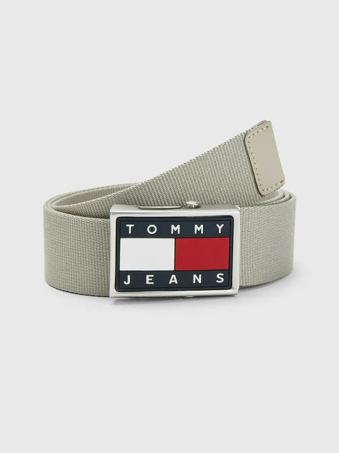 Tommy Hilfiger Tommy Badge Buckle Belt Faded Willow Mens Belts Cheap On Sale