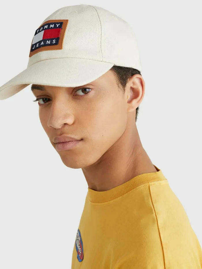 Tommy Hilfiger Tommy Badge Canvas Cap Natural Canvas Mens Hats and Scarves Gift Ideas
