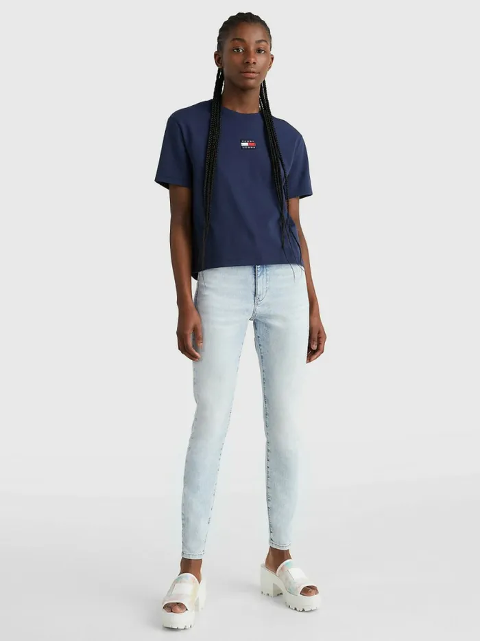 Tommy Hilfiger Tommy Badge Crew Neck TShirt Twilight Navy Womens TShirts Fashion