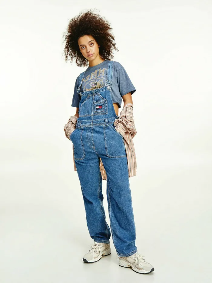 Tommy Hilfiger Tommy Badge Denim Dungarees Denim Light Womens Jeans Fashion