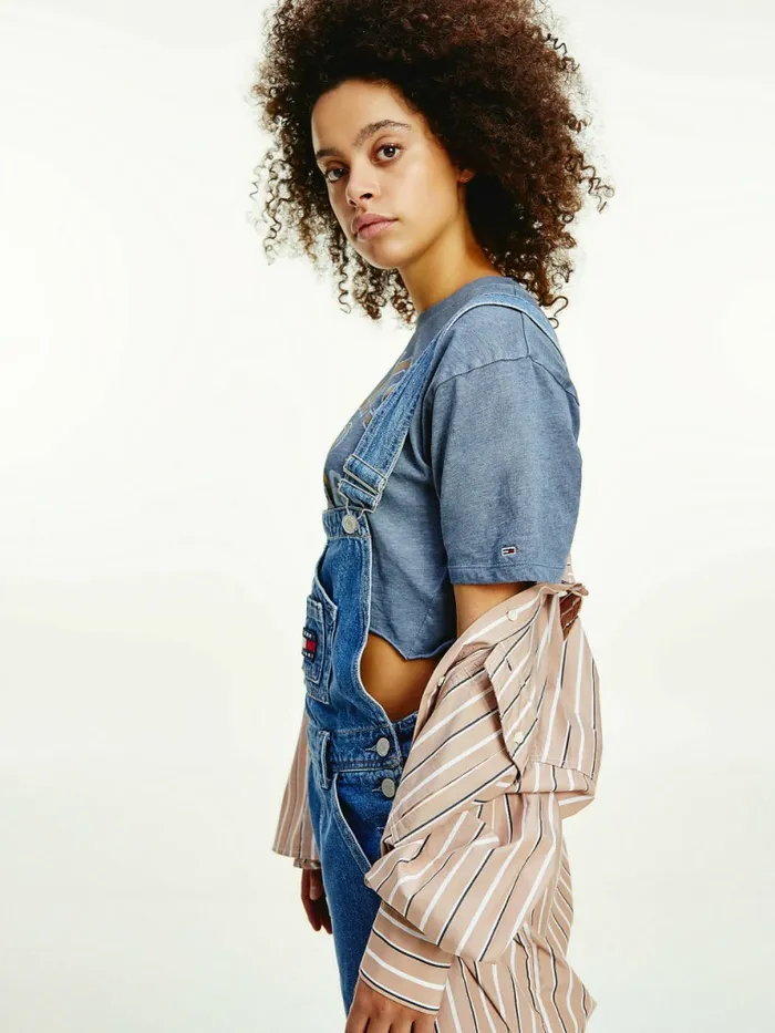Tommy Hilfiger Tommy Badge Denim Dungarees Denim Light Womens Jeans Fashion
