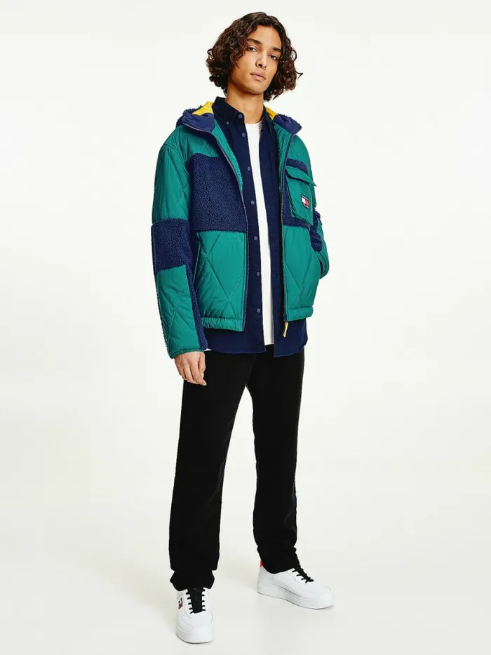 Tommy Hilfiger Tommy Badge Sherpa Jacket Rural Green Mens Coats and Jackets On Sale