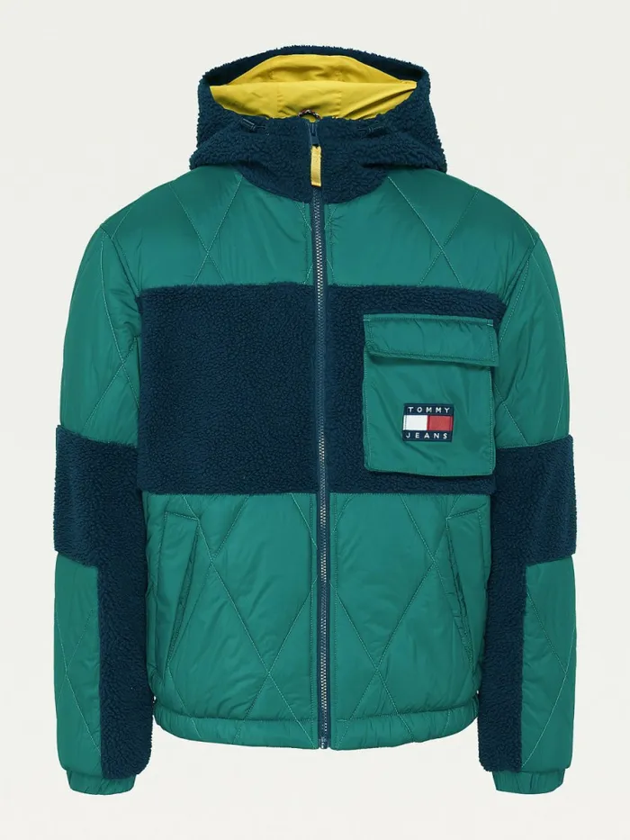 Tommy Hilfiger Tommy Badge Sherpa Jacket Rural Green Mens Coats and Jackets On Sale