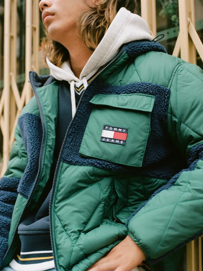 Tommy Hilfiger Tommy Badge Sherpa Jacket Rural Green Mens Coats and Jackets On Sale