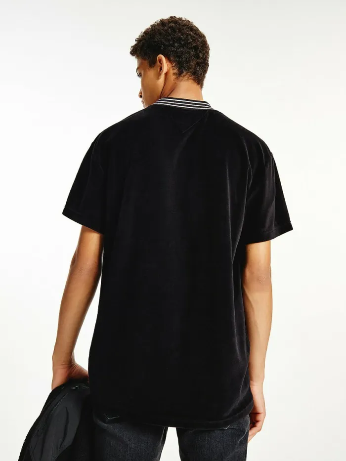 Tommy Hilfiger Tommy Badge Velour Relaxed Fit TShirt Black Mens TShirts Sale