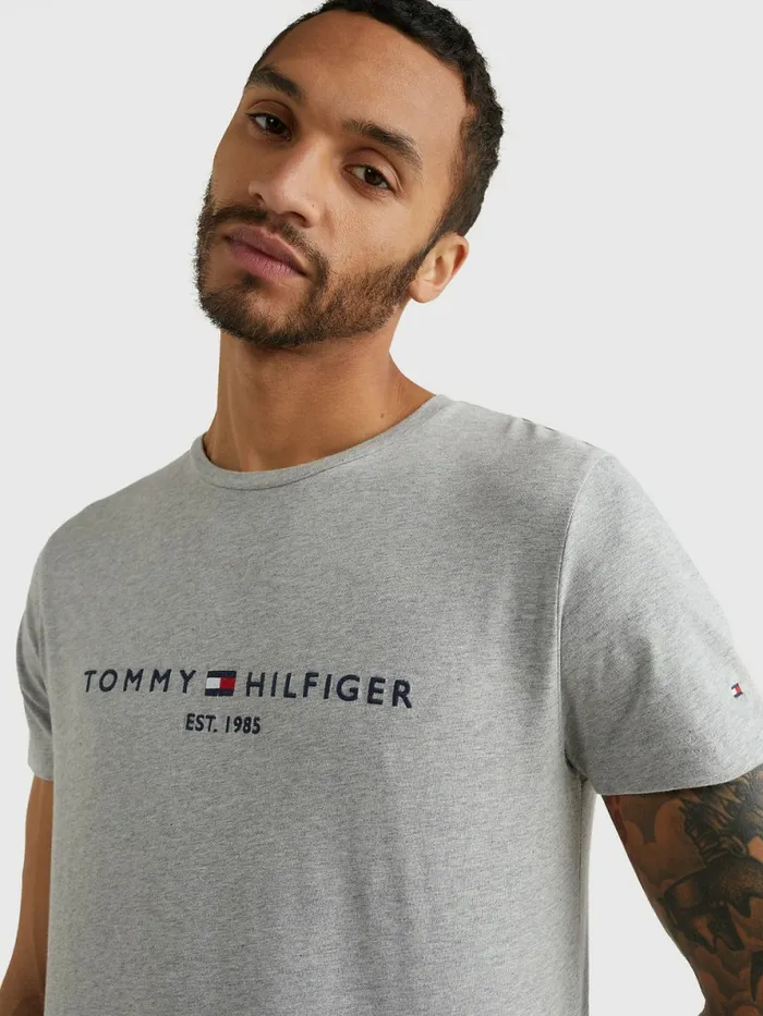 Tommy Hilfiger Tommy Hilfiger Logo TShirt Cloud Htr Mens Essentials