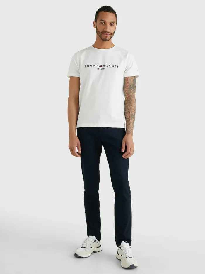Tommy Hilfiger Tommy Hilfiger Logo TShirt Snow White Mens Essentials