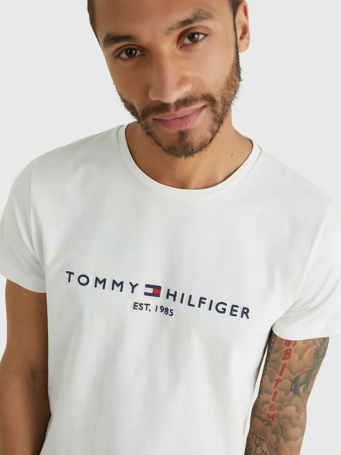 Tommy Hilfiger Tommy Hilfiger Logo TShirt Snow White Mens Essentials
