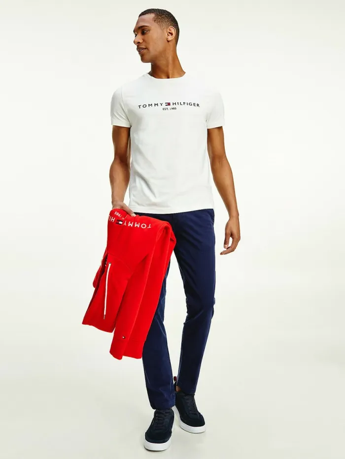 Tommy Hilfiger Tommy Hilfiger Logo TShirt Snow White Mens Essentials