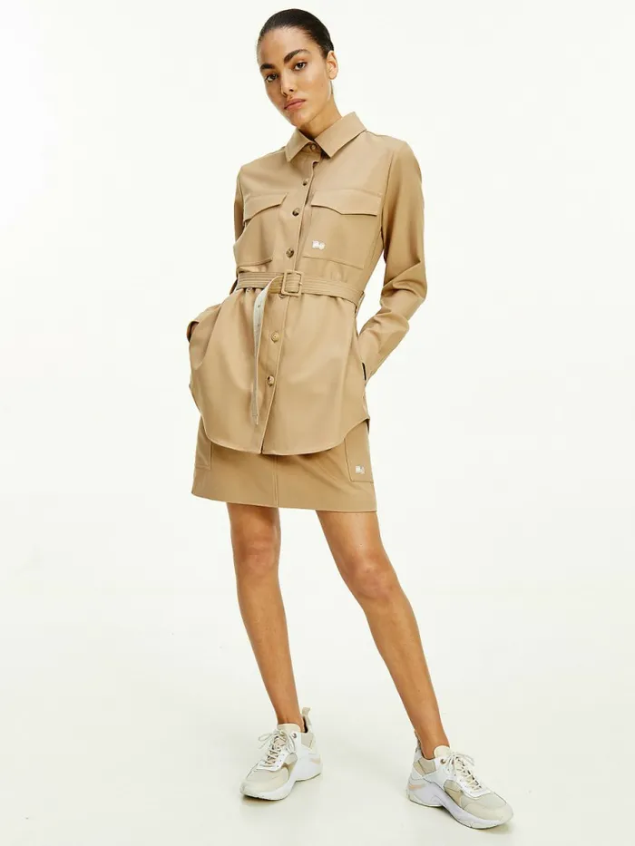 Tommy Hilfiger Tommy Icons Belted Shacket Classic Beige Womens Coats and Jackets Cheap On Sale Tommy Hilfiger Tommy Icons Belted Shacket Classic Beige Womens Coats and Jackets Cheap On Sale