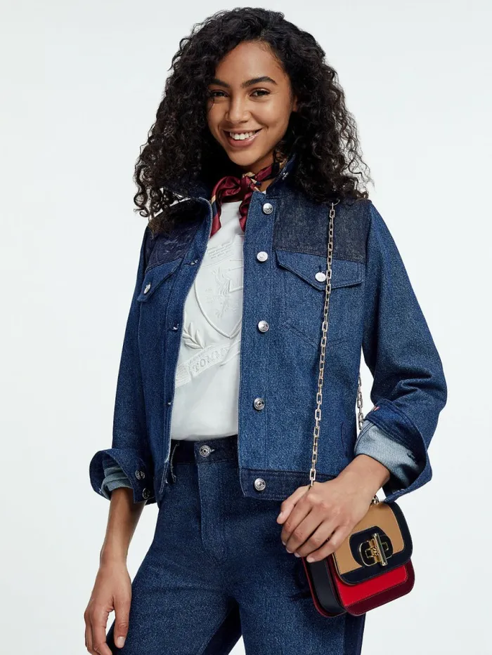 Tommy Hilfiger Tommy Icons Contrast Denim Jacket Tom Womens Coats and Jackets Gift for Friend Tommy Hilfiger Tommy Icons Contrast Denim Jacket Tom Womens Coats and Jackets Gift for Friend