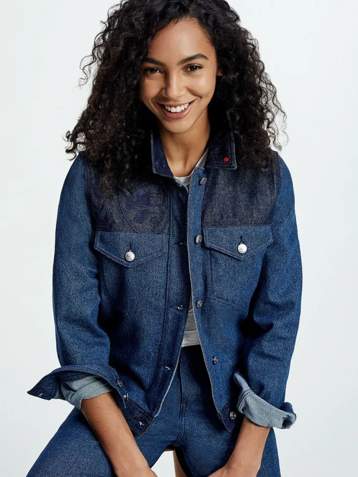 Tommy Hilfiger Tommy Icons Contrast Denim Jacket Tom Womens Coats and Jackets Gift for Friend