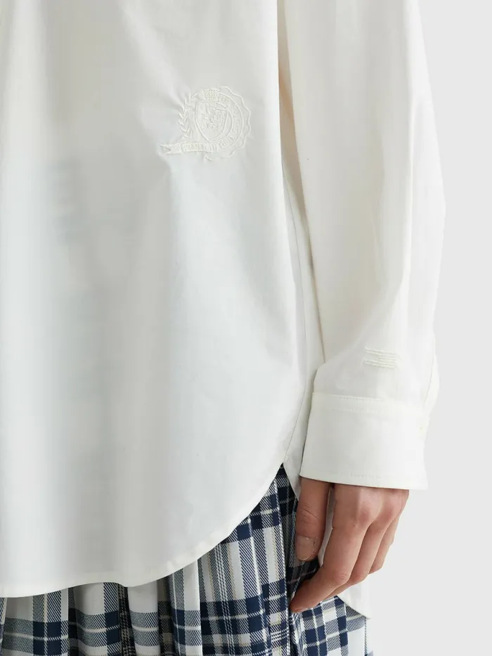 Tommy Hilfiger Tommy Icons Crest Boyfriend Shirt Ecru Womens Shirts and Blouses Popular