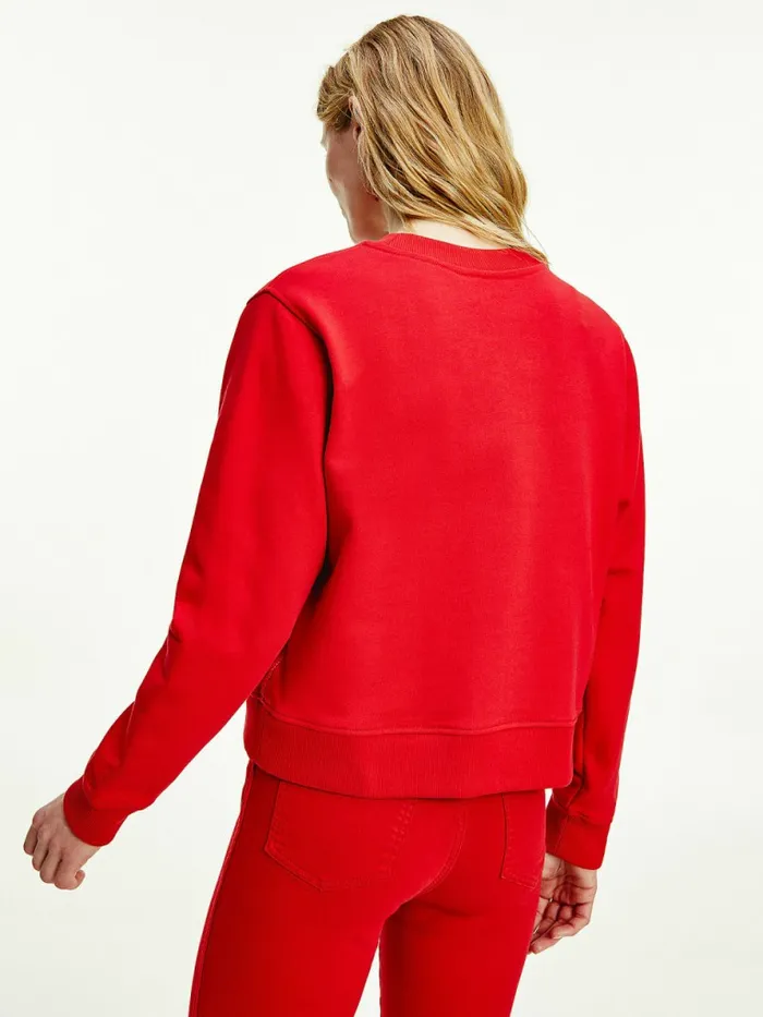 Tommy Hilfiger Tommy Icons Crew Neck Sweatshirt Primary Red Womens Sweatshirts and Hoodies For Sale