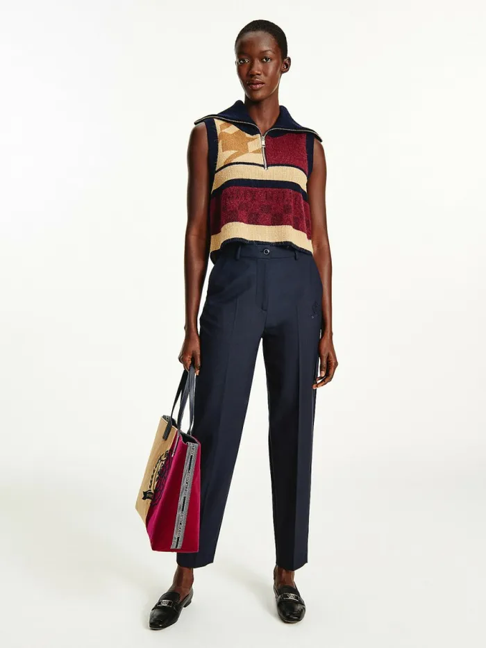Tommy Hilfiger Tommy Icons Patchwork Vest Icon Khaki Patchwork Womens Knitwear Popular Tommy Hilfiger Tommy Icons Patchwork Vest Icon Khaki Patchwork Womens Knitwear Popular