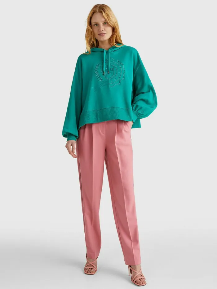 Tommy Hilfiger Tommy Icons Relaxed Fit Hoody Icon Green Womens Sweatshirts and Hoodies Near Me