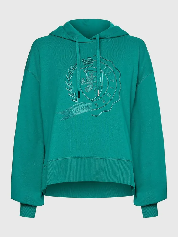 Tommy Hilfiger Tommy Icons Relaxed Fit Hoody Icon Green Womens Sweatshirts and Hoodies Near Me