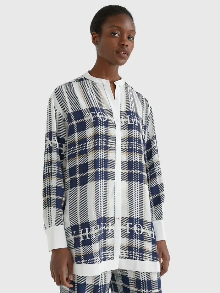 Tommy Hilfiger Tommy Icons Relaxed Fit Silk Blouse Icon Branded L ChkEcruP Blue Womens Shirts and Blouses Gift Ideas Tommy Hilfiger Tommy Icons Relaxed Fit Silk Blouse Icon Branded L ChkEcruP Blue Womens Shirts and Blouses Gift Ideas