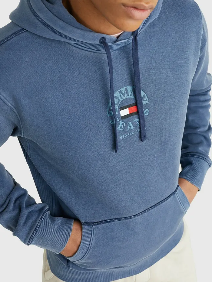 Tommy Hilfiger Tonal Circle Logo Fleece Hoody Twilight Navy Mens Sweatshirts and Hoodies Gift 4 You
