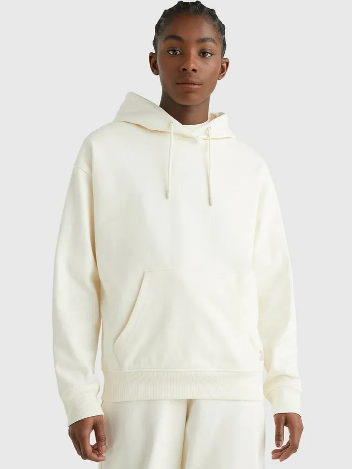 Tommy Hilfiger Tonal Logo Drawstring Hoody Ancient White Womens Sweatshirts and Hoodies Casaul Tommy Hilfiger Tonal Logo Drawstring Hoody Ancient White Womens Sweatshirts and Hoodies Casaul