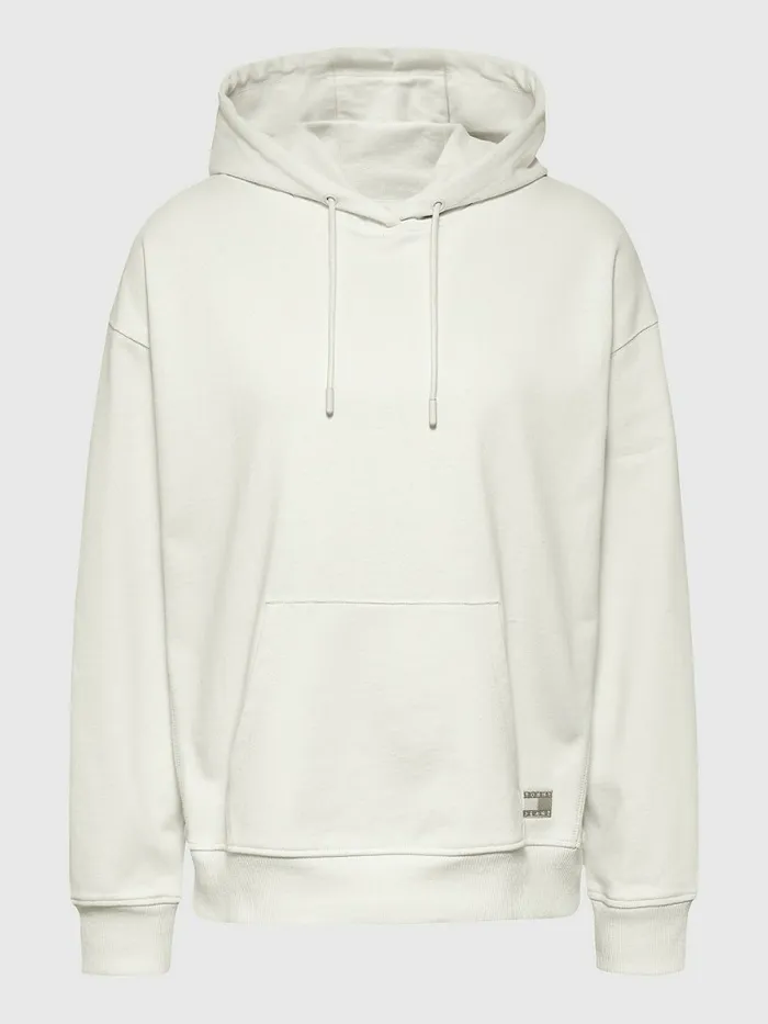 Tommy Hilfiger Tonal Logo Drawstring Hoody Ancient White Womens Sweatshirts and Hoodies Casaul