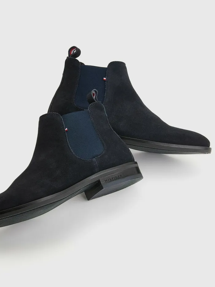Tommy Hilfiger Tonal Logo Suede Chelsea Boots Desert Sky Mens Boots Gift Ideas
