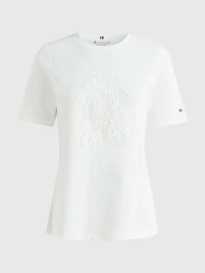 Tommy Hilfiger Tonal Pineapple Print TShirt Ecru Womens TShirts For Sale